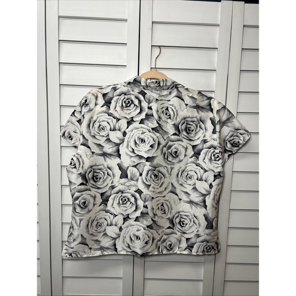 R2R Vintage 100% Silk Floral Short Sleeve Button Down Top Size Large - Picture 5 of 8